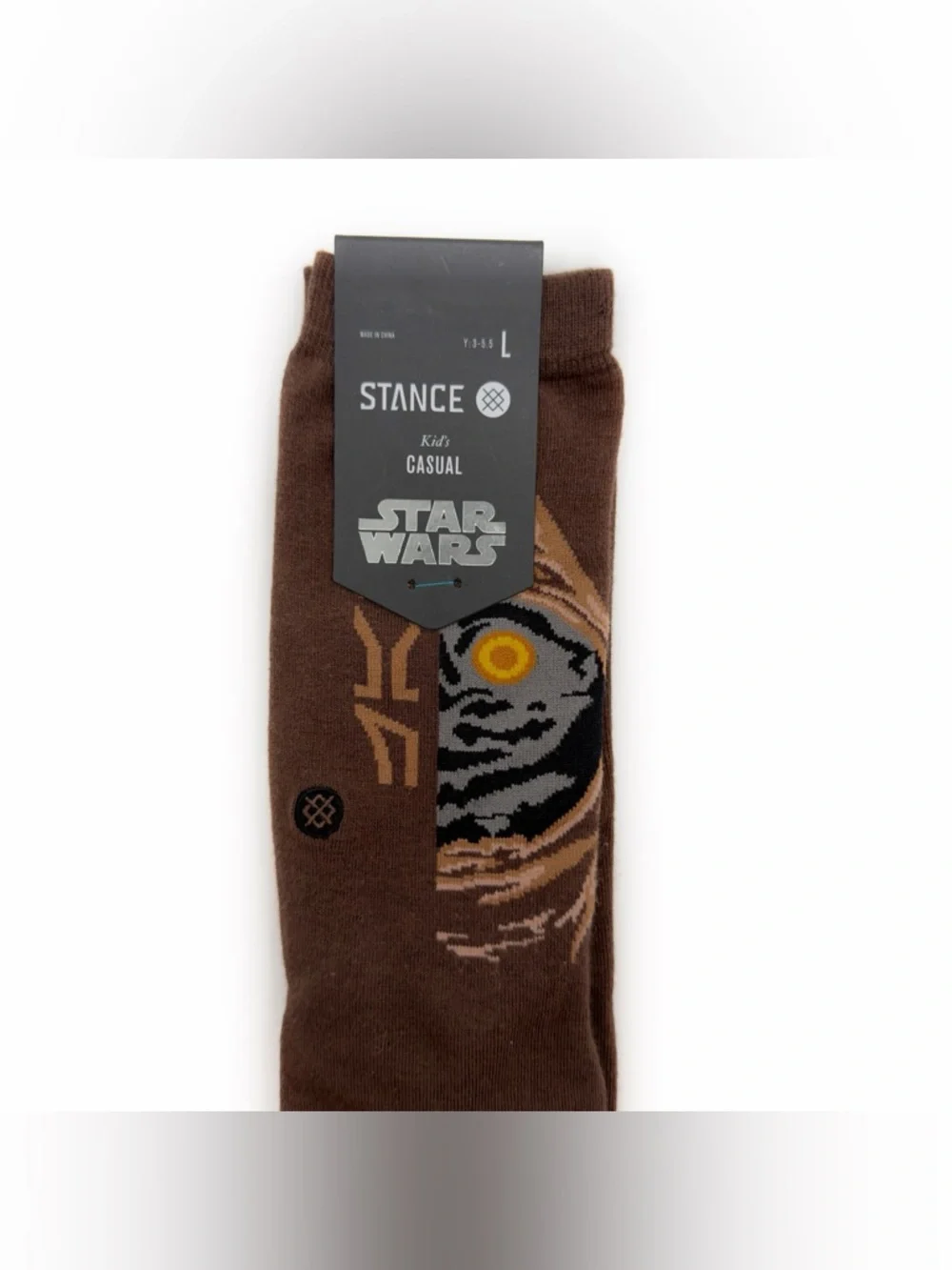 NWT New Stance Star Wars Jawa Kids Crew Socks Large Boys Girls Brown Disney Gift